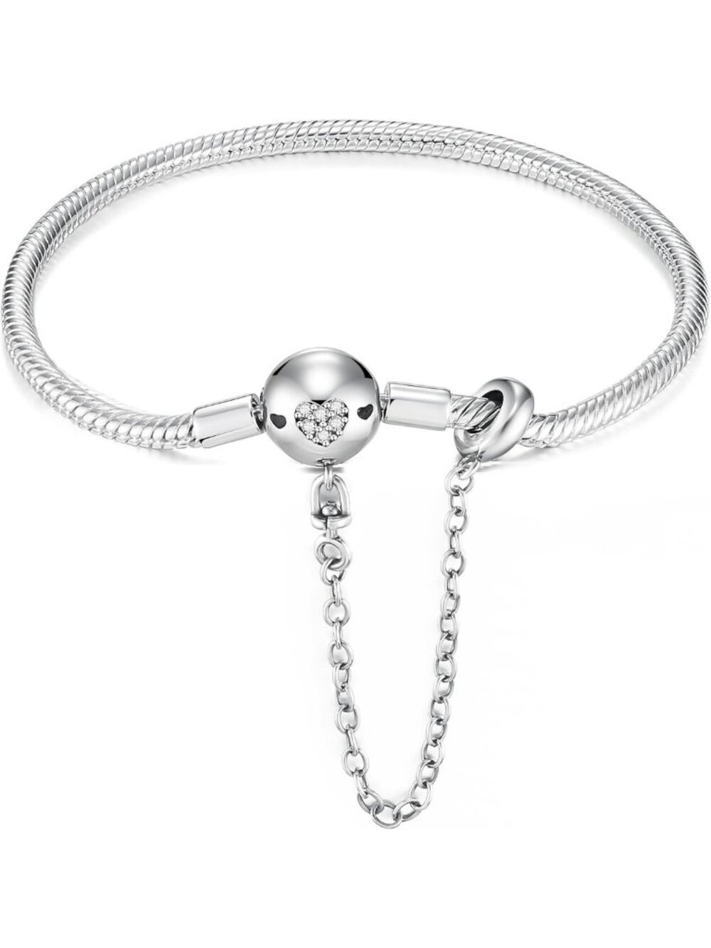 Sterling Silver Snake Chain Butterfly & Evil Eye Bracelet with Cubic Zirconia